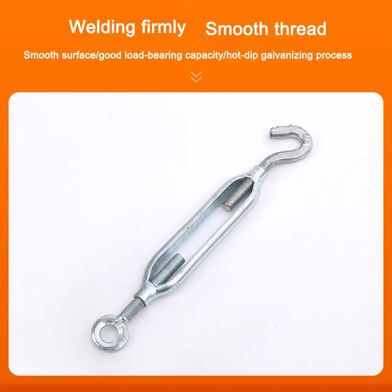 DIN1480 Galvanized C-0 Type Turnbuckle Screw Wire Rope Cable Tightener Open Body  Galvanized Turnbuckle Eye-hook