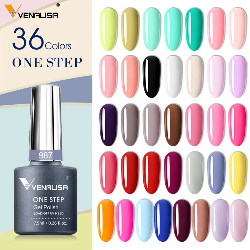 Venalisa 3 in 1 Nail Gel Polish One Step No Need Base and TopCoat Fast Dry Nail Maincure Nowipe Soak off Color Gel Varnish 7.5ml