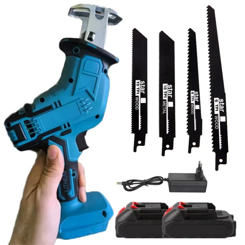 Sierra Recíproca Eléctrica Inalámbrica de 100 mm, 3000 RPM, Velocidad Variable, Herramienta de Corte de Metal y Madera, Sierra Eléctrica para Batería Makita de 18 V