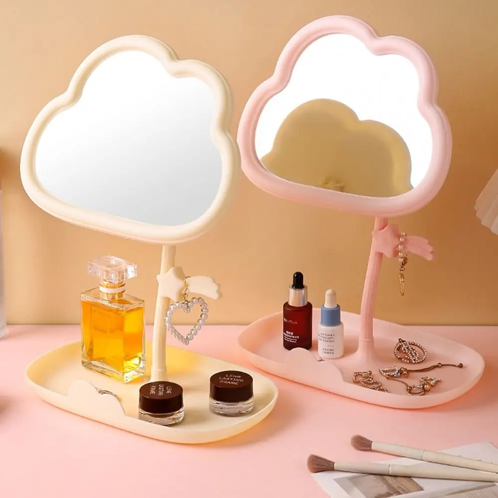 High Definition Mirror Clouds Makeup Mirror Single-sided Rotatable Dressing Mirror Portable Cartoon Meteor Desktop Mirror Girls