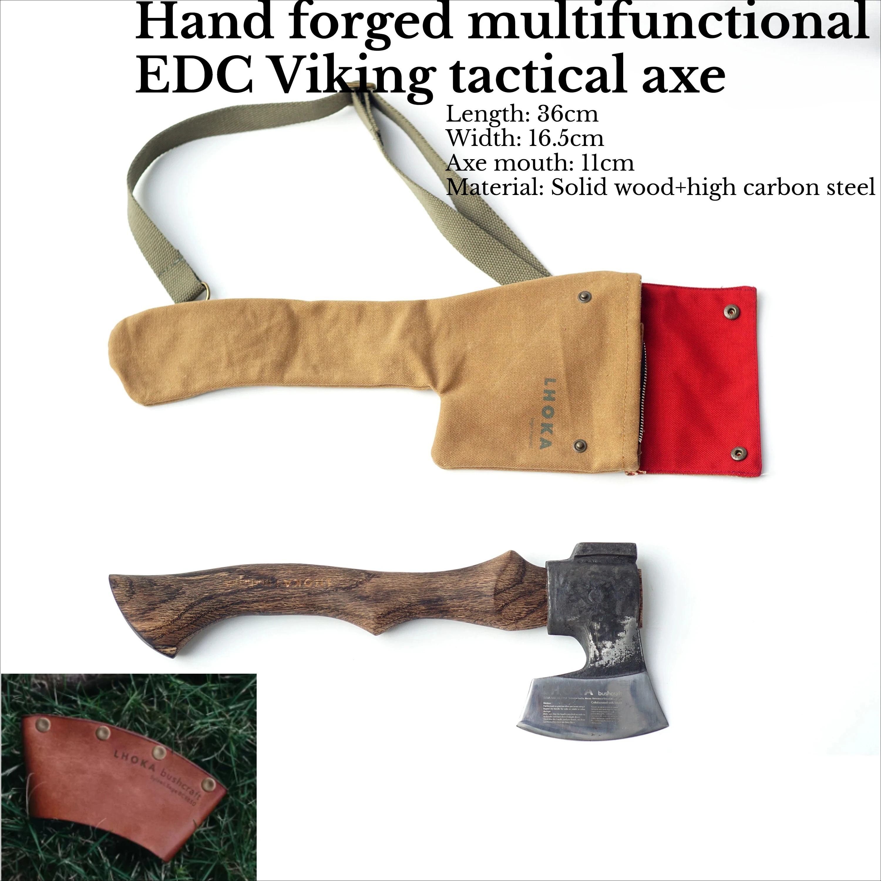 High Carbon Steel Hand Forged Camping Axe Outdoor Camping Emergency Self-defense Household Chopping Tool