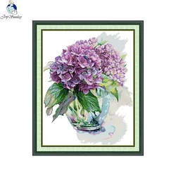 Joy Sunday Hydrangea Flowers Pattern Cross Stitch Kit DIY Handmade Embroidery Living Room Hanging Display Home Decoratin Gifts