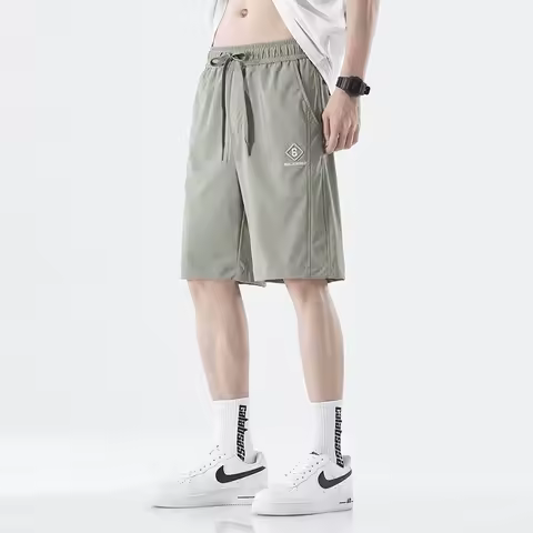 Brand Clothing Summer Small Grid Pattern Plaid Men's Shorts Thin Loose Drawstring Elastic Waist Holiday Casual Beach Short Male