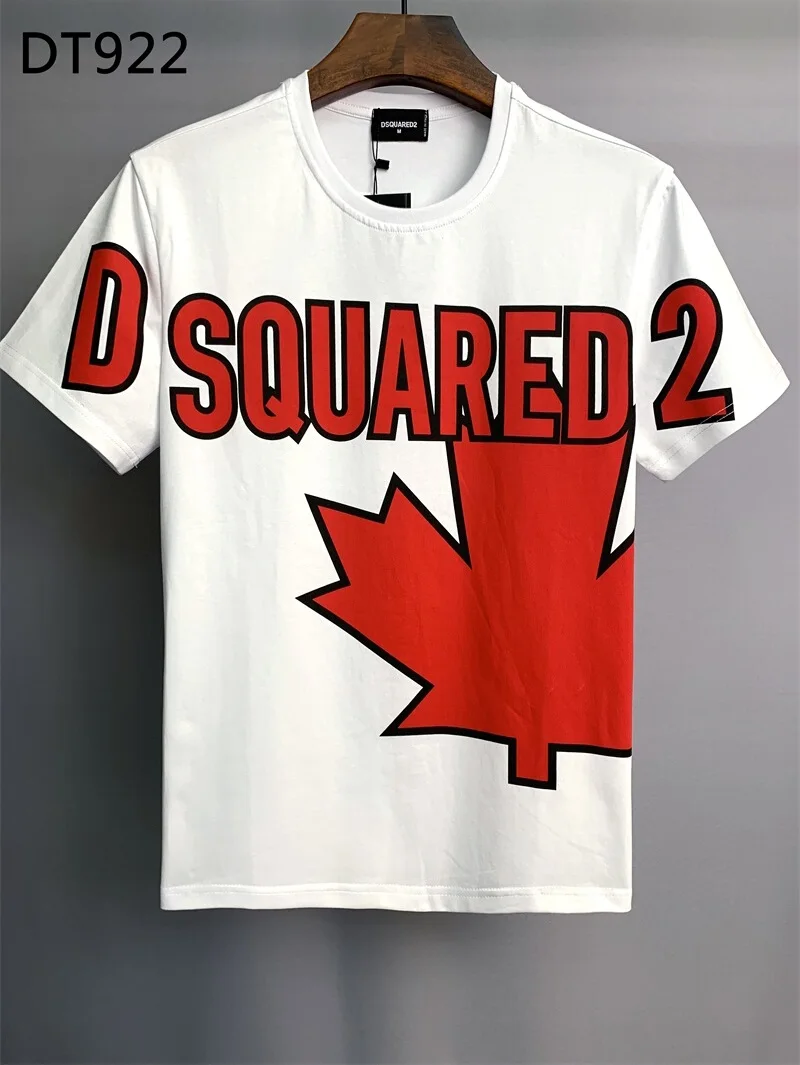 2024 Summer American Fashion Brand D2 Short Sleeve T-shirt Men DSQ Maple Leaf Letter Print Fashion Casual round Neck Half Sleeve