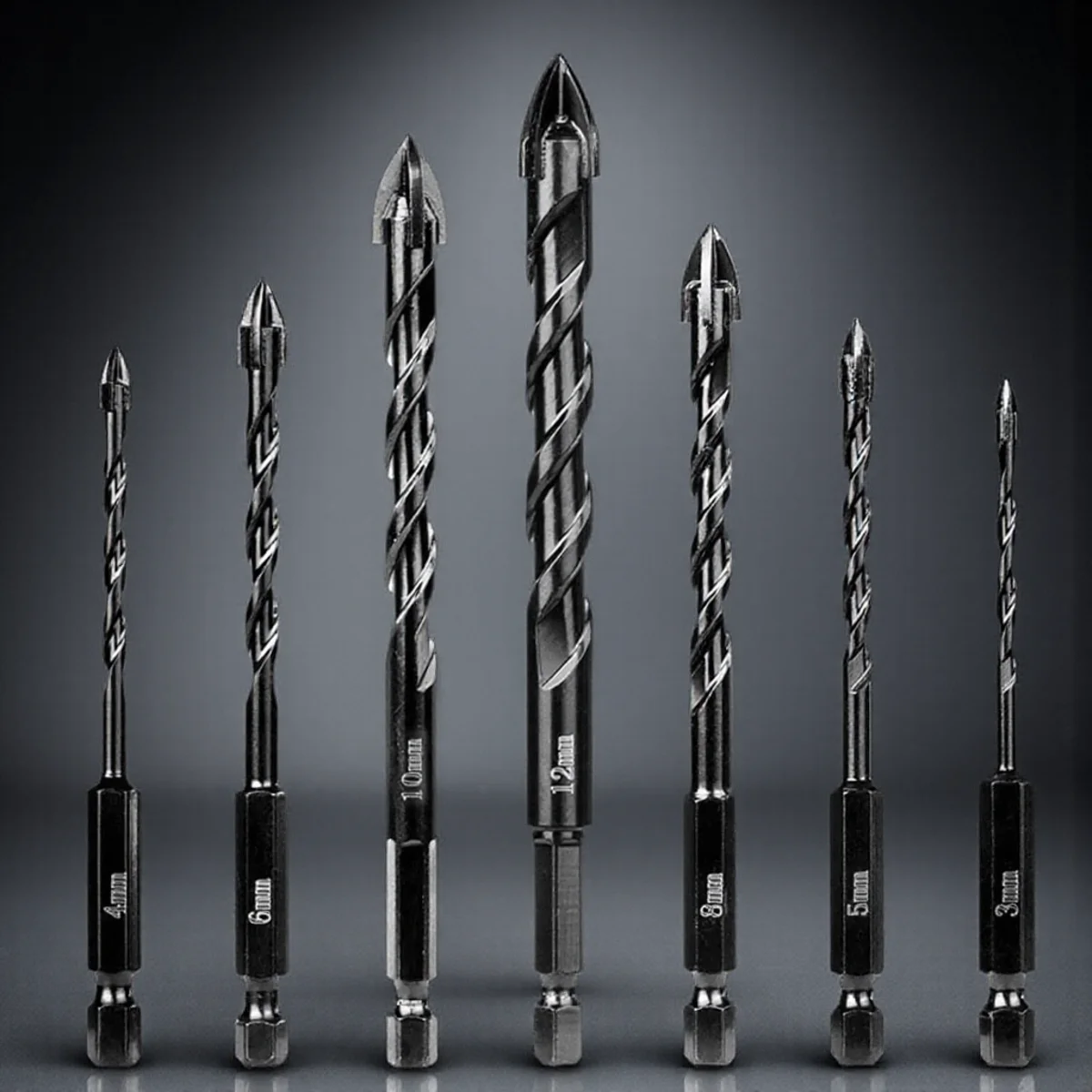 

7/10PCS Hard Alloy Cross Hex Tile Drill Bits Hole Opener for Wood Glass Ceramic Tile and Concrete Work