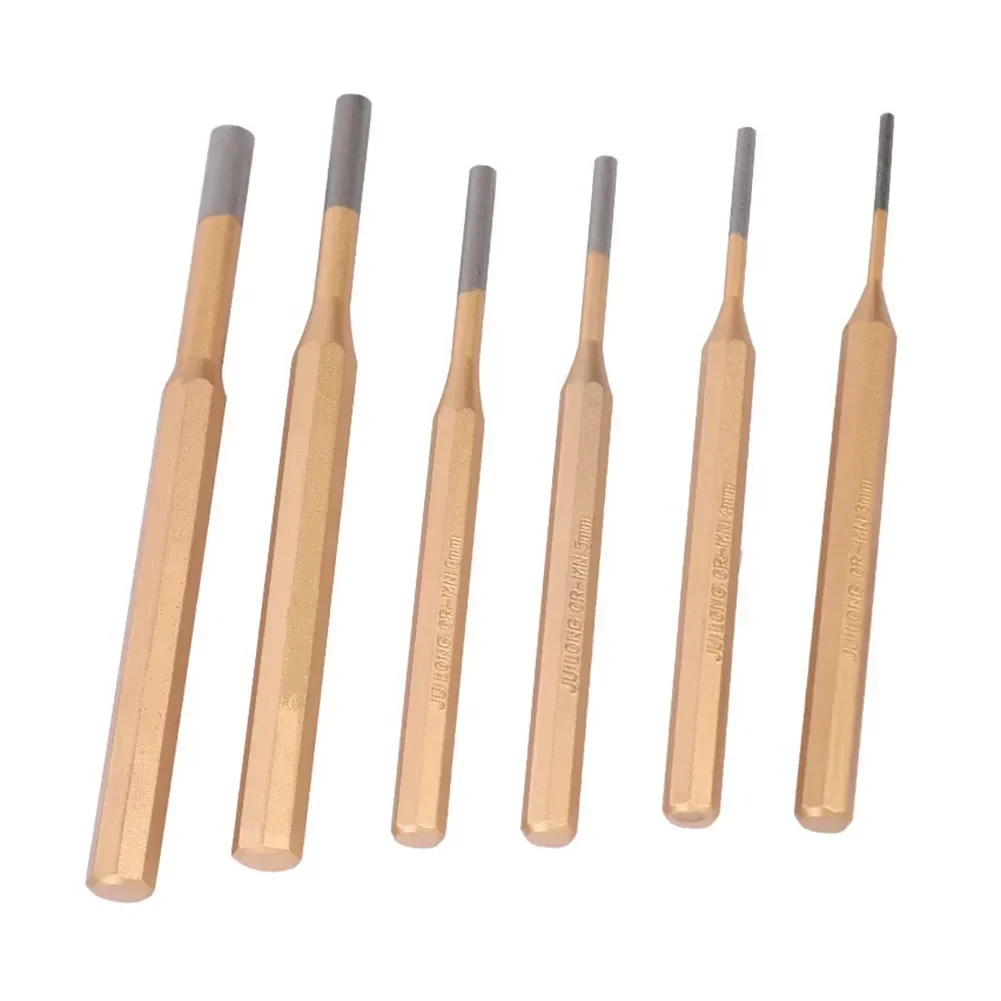 6pcs Cylindrical Punch Chisel 3mm 4mm 5mm 6mm 7mm 8mm Cylinder Punch Set Pin Punch Center CR-MN Steel Hand Tools Accessories