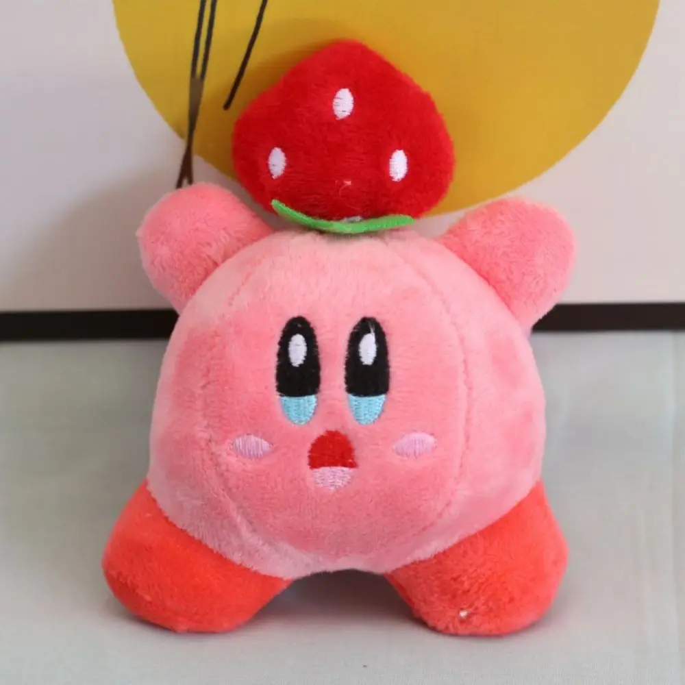 13cm Pink Kirby Anime boneka tas sekolah liontin kecil gantungan kunci boneka kartun Aksesori dekorasi ulang tahun Natal