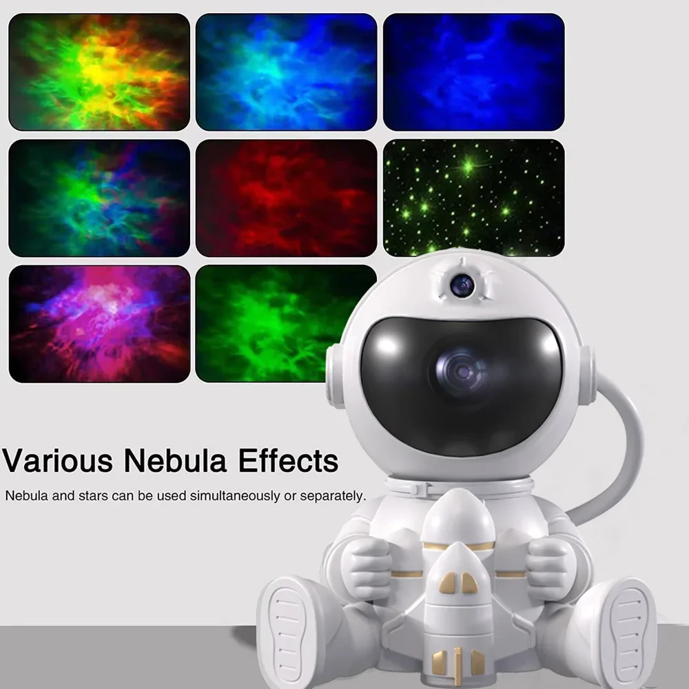 Rocket Astronaut LED Star Galaxies Projector Night Light Starry Sky Porjectors Lamp For Decoration Bedroom Room Decor Kids Gift image 2