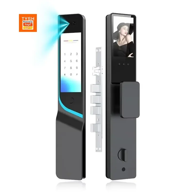 TYSH 3D Face Recognition Digital Password Fingerprint Card WiFi Video Smart Door for Aluminum/Steel Doors