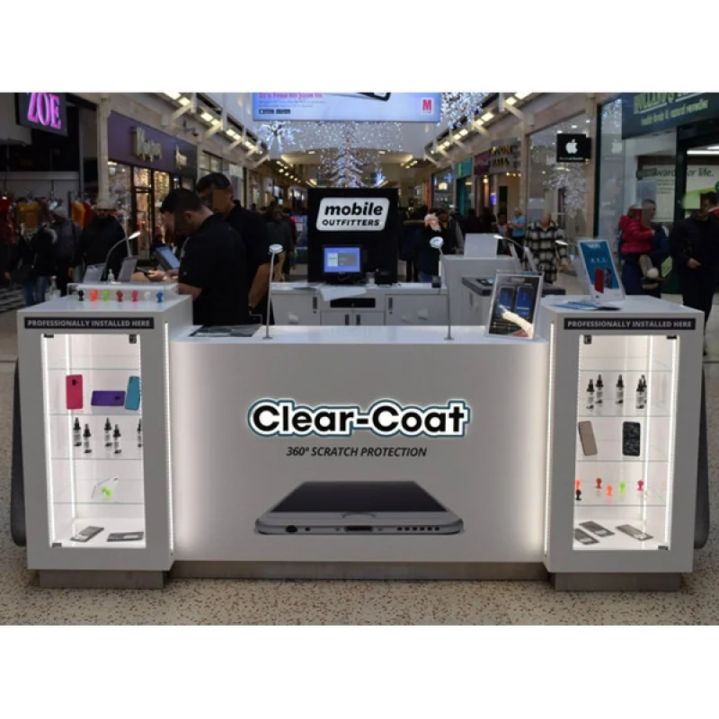 Custom high quality phone repair kiosk with light modern shopping mall mobile phone kiosk for sale