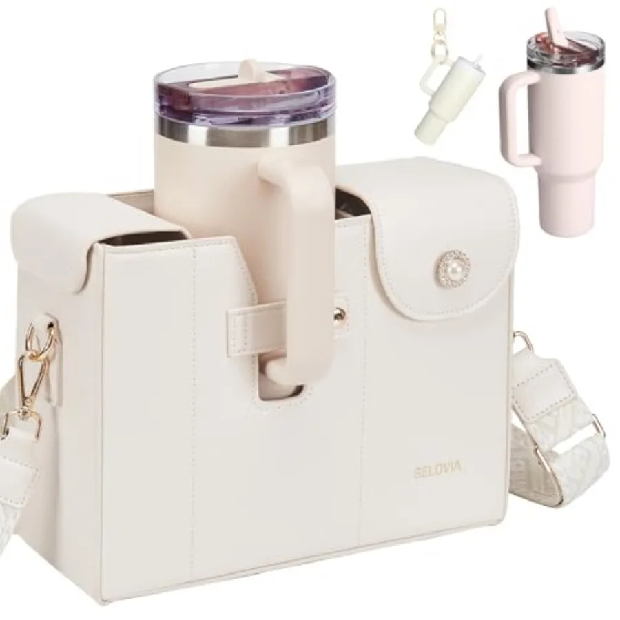 

Water Bottle Purse Cup Holder Bag, Purse with Water Bottle Pocket, Bag for Tumbler, Portable Crossbody Cup Carrier