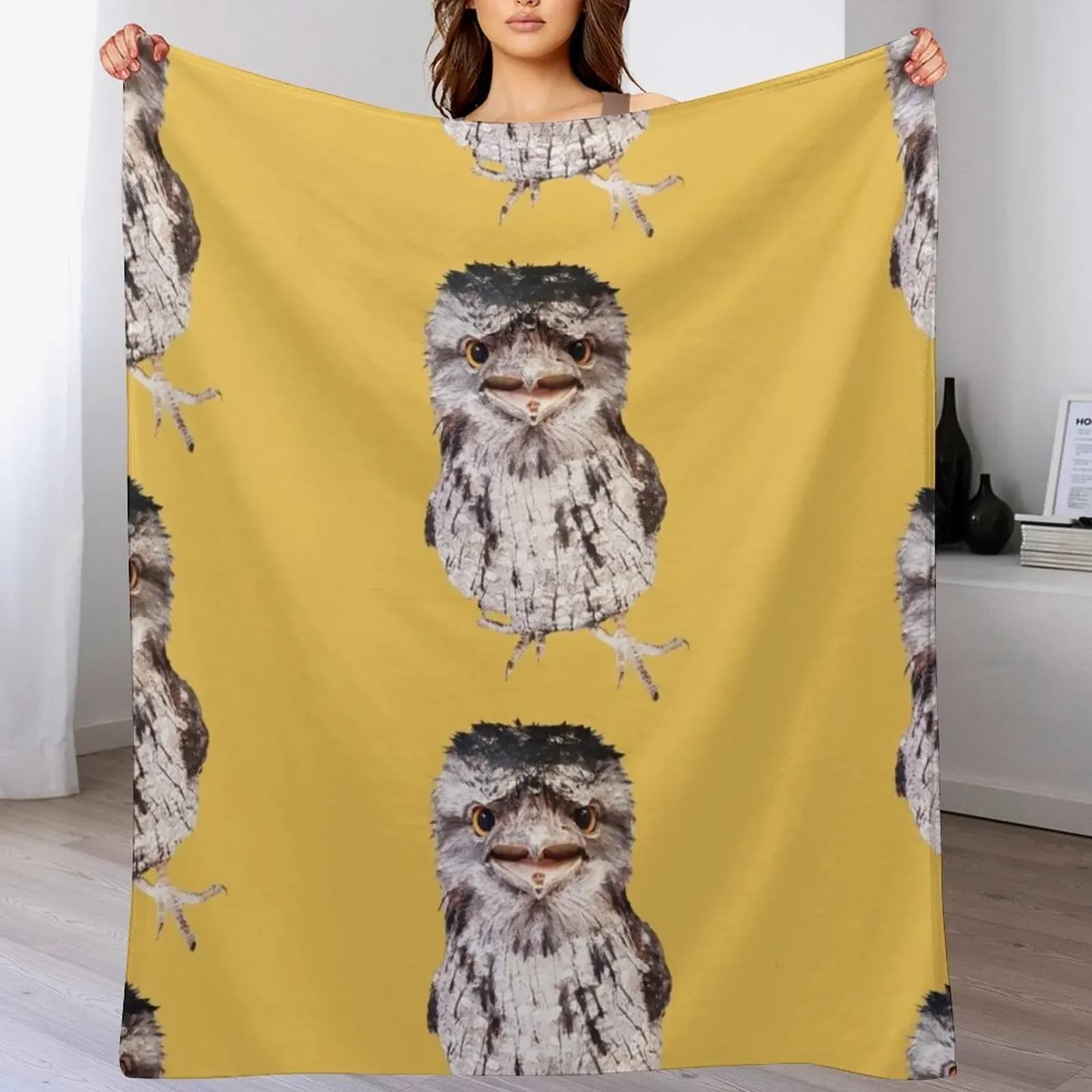 

Bird Tawny Frogmouth Throw Blanket Cute Soft Big Flannel Thin Blankets