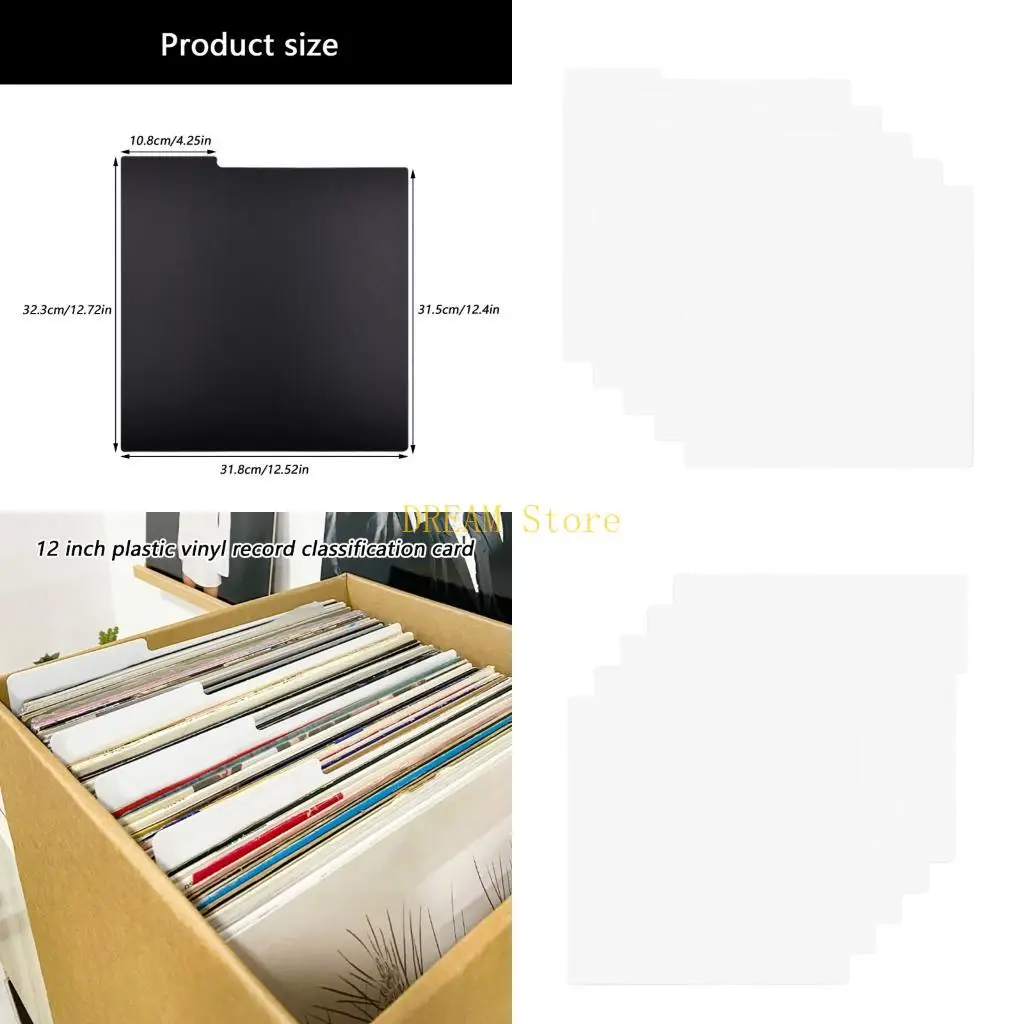 5ピースプラスチックレコードスリーブディバイダー、12インチストレージ用、簡単かつ読みやすいアルファベット順インデックスベストセール