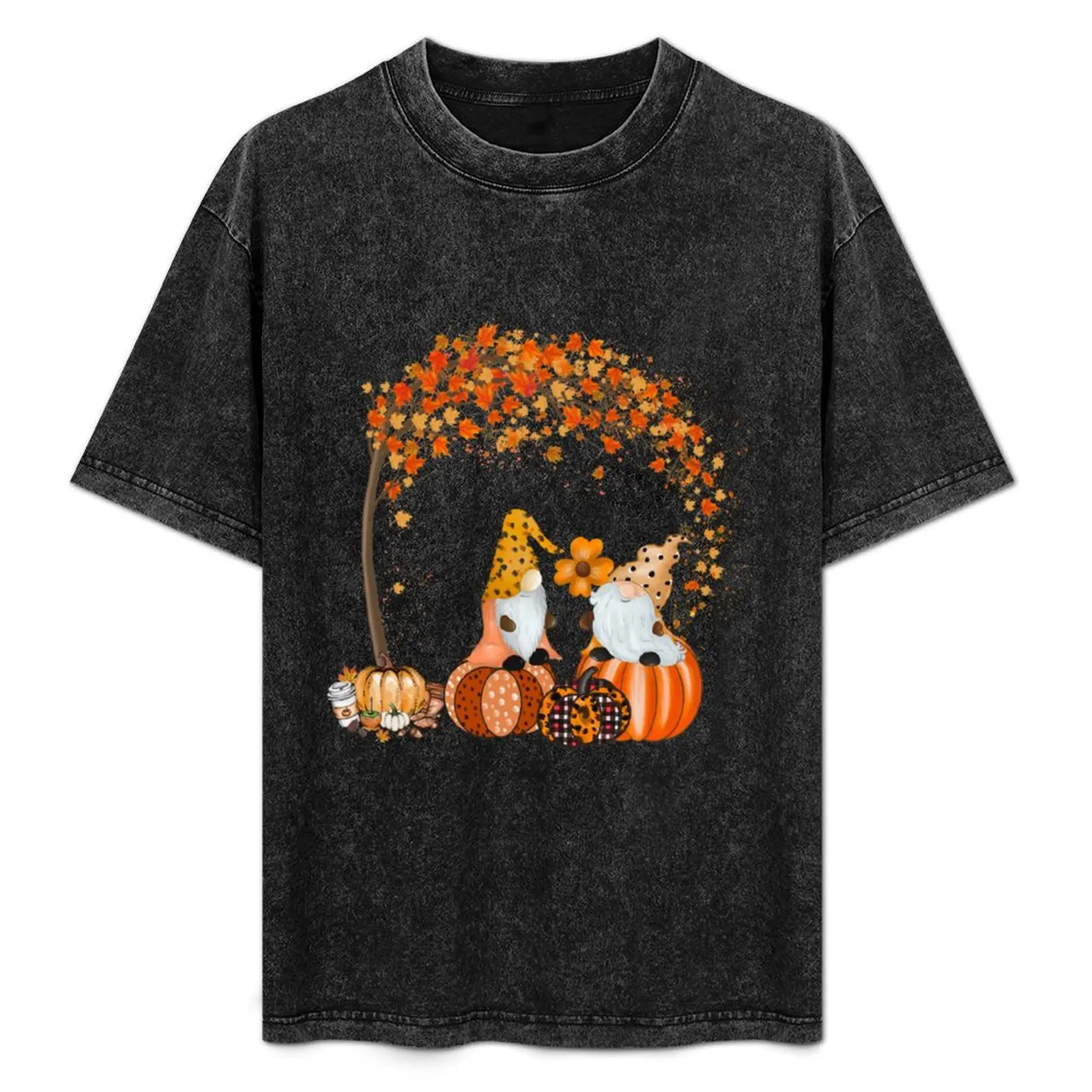 Pumpkin Gnomes Tree Fall Autumn Cute Halloween Thanksgiving Long Sleeve T-Shirt Holiday Party Tee Shirt