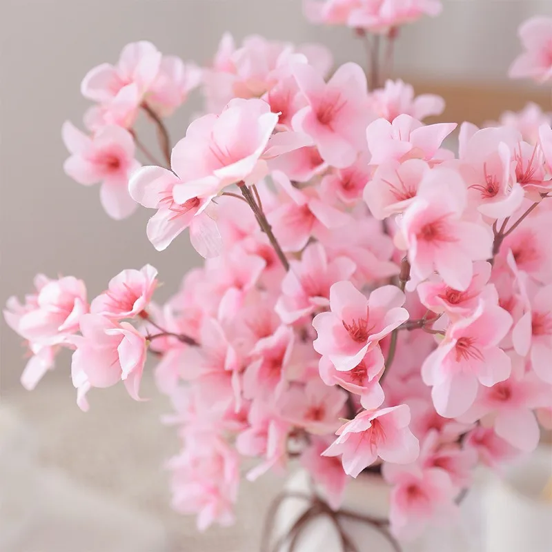 Single Branch 3 Fork Simulated Peach Artificial Flower Spring Decoration Fake Plants Photography Backdrop Yard Garden Decors