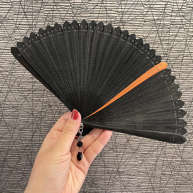 Mini Dance Small Folding Fan Ethnic Style Creative Full Bamboo Fan Portable Practical Manual Fan Home Collection Craft Ornaments