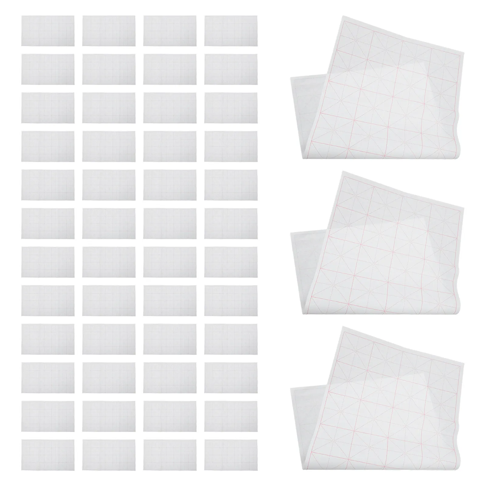 50Pcs Handmade Xuan Paper Semi-Ripe Rice Grid Sheets 28 for Chinese Ink Brush Writing Calligraphy Practice Sumi-E Painting