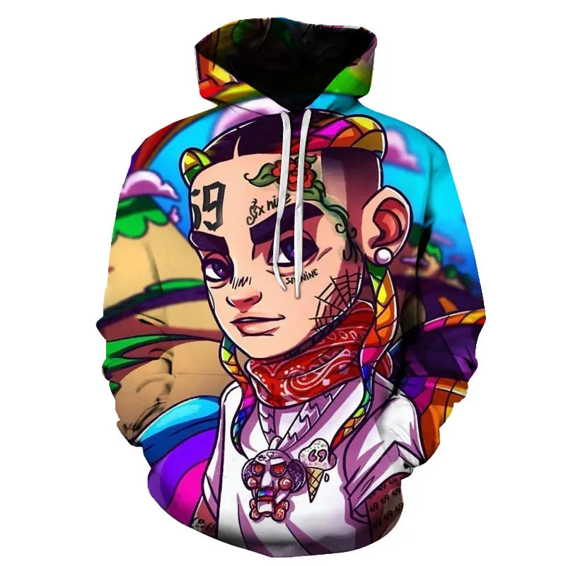 NewPersonality Rapper Tekashi69 6ix9ine 3D Hoodies Sweatshirts Men/Women Long Sleeve Hoodie Fashion Cute Sweatshirt Oversized