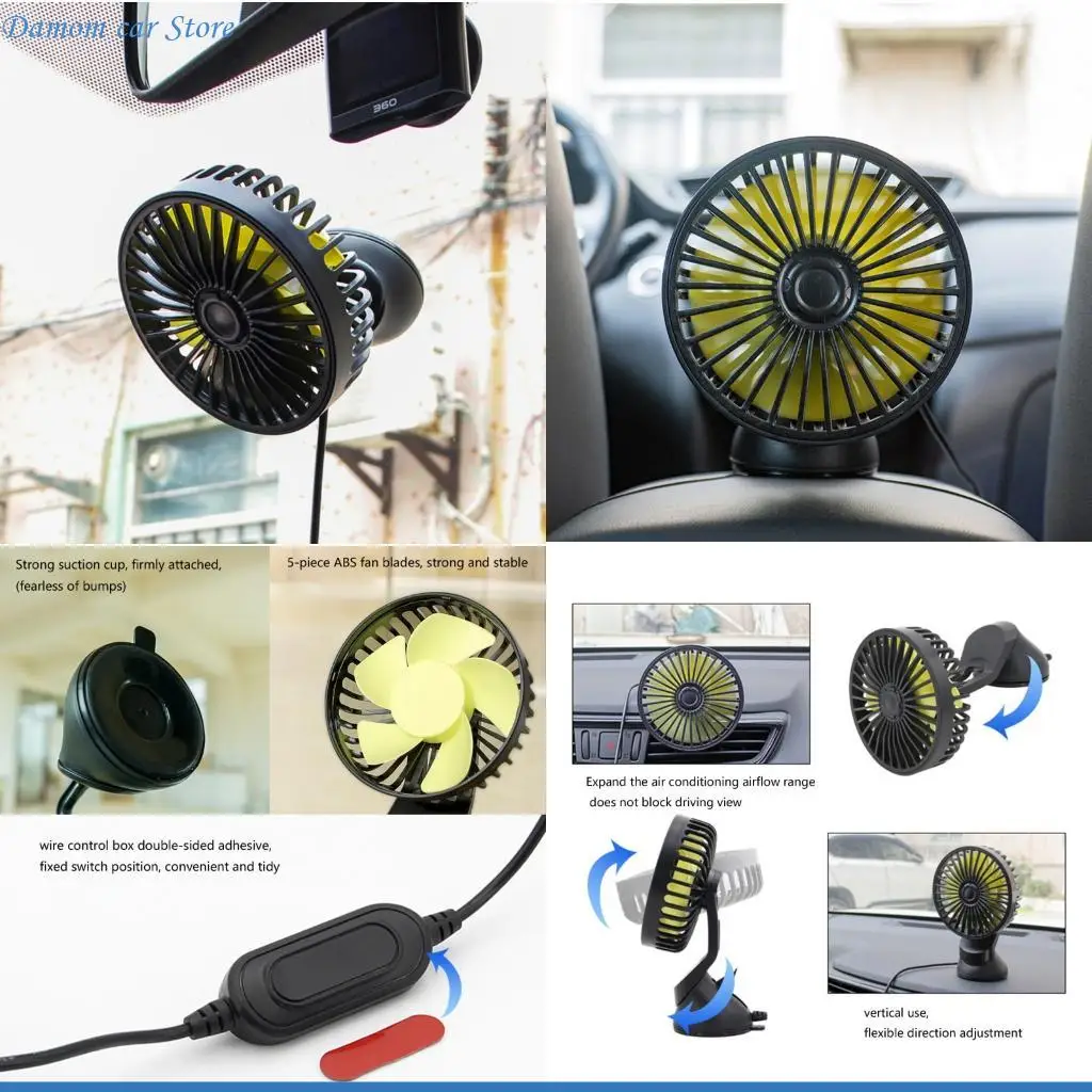 A2UC Energy Efficient Vehicle Fan with 5W USB Operation & Secure Suction Mounting Strong ABS Car Fan for Car Cooling