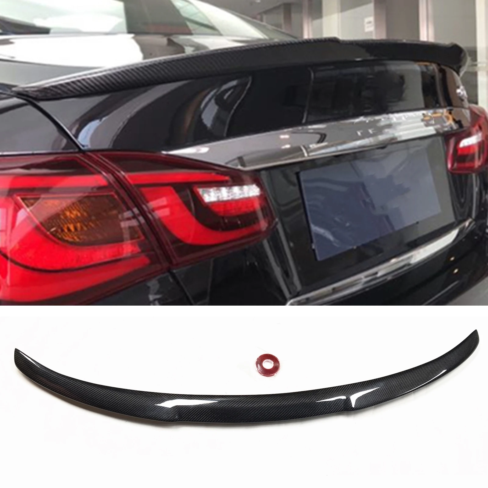 

Trunk Rear Spoiler Wing For Infiniti Q70 2014 2015 2016 2017 2018 2019 Real Carbon Fiber Tailgate Lid Decklid Flap Splitter Lip