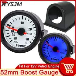 AD Round 52mm Blue Backlight Car Turbo Boost Gauge Turbin -30~30 PSI -1~2 Bar Pointer Clock Vacuums Instrument Meter DIGIT GAUG