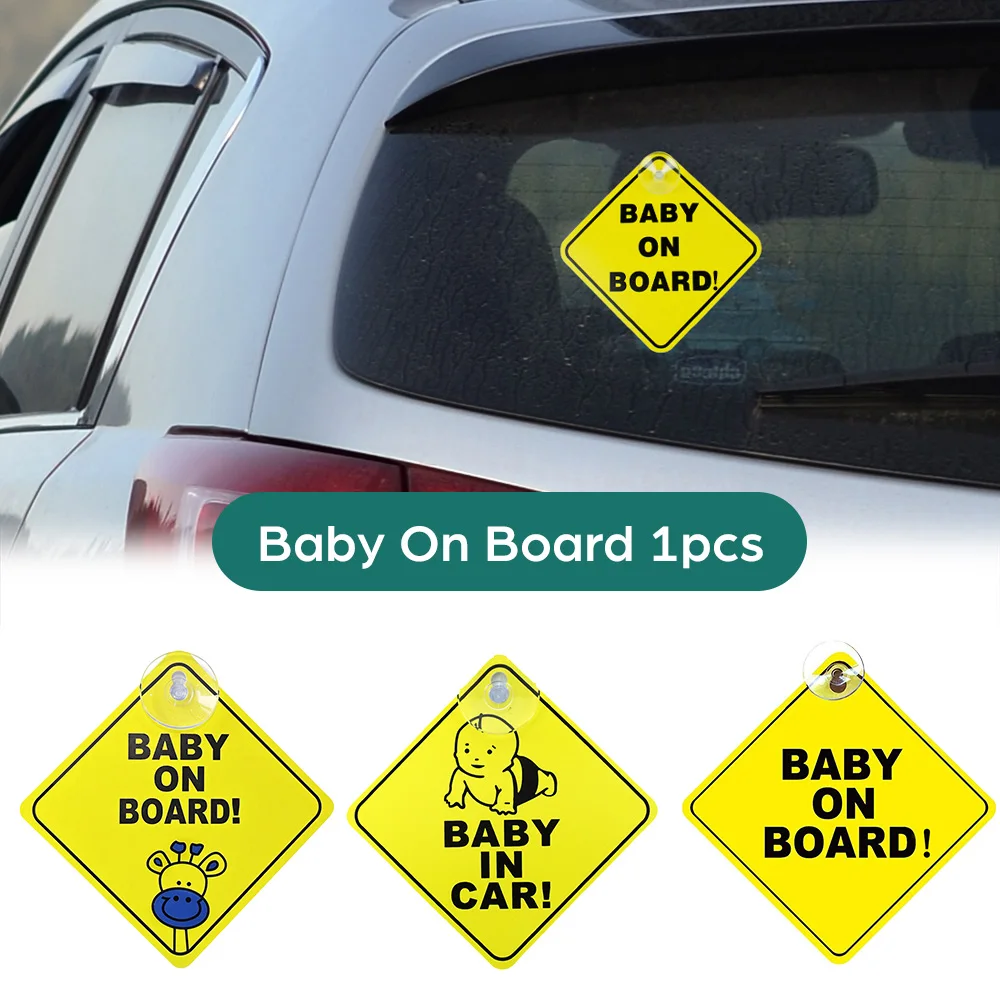 Baby on Board Sticker for Cars, Baby On Board Warning Signs with Suction Cups view 2