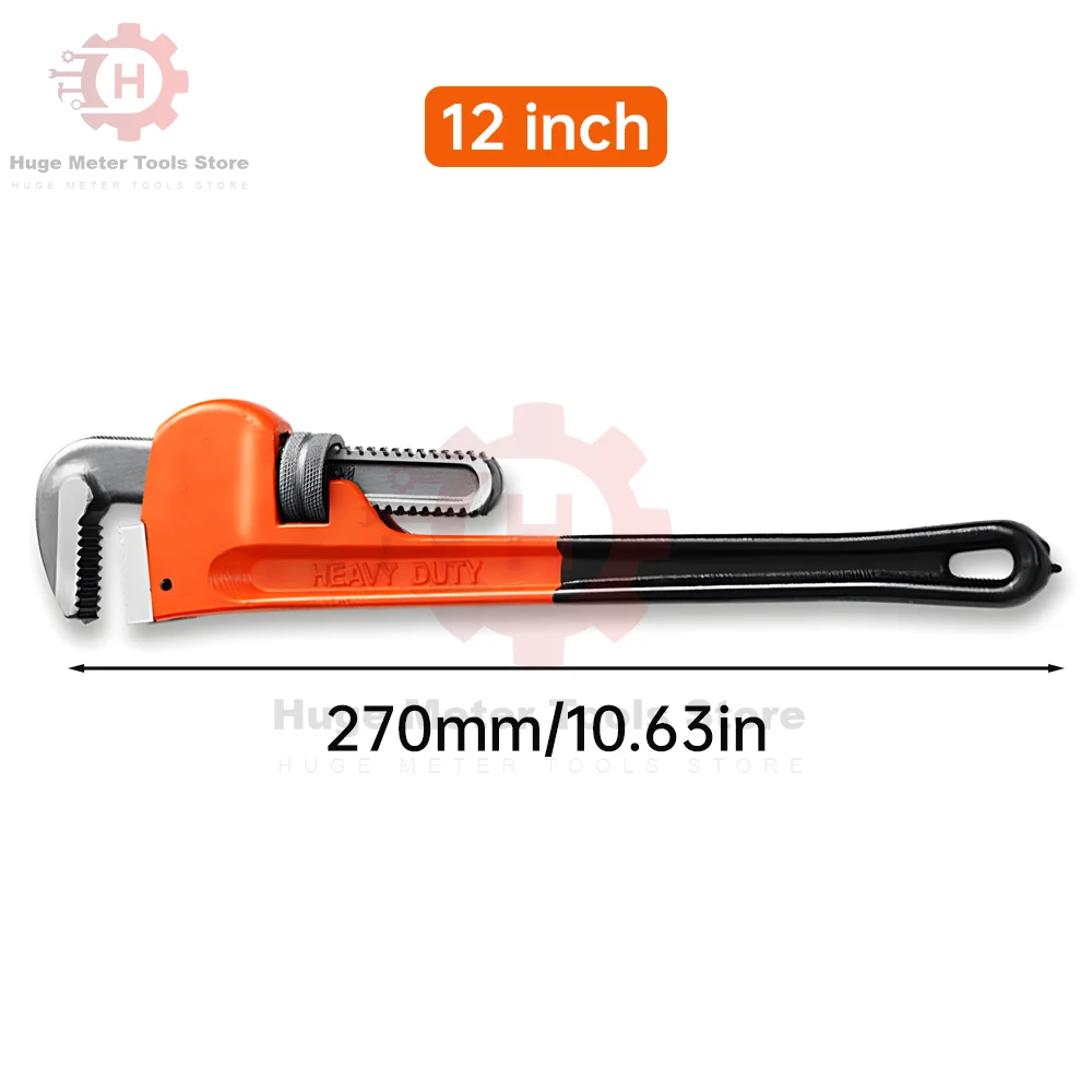 Heavy Duty Straight Pipe Wrench 8/12 Inch  Pipe Wrench Universal Large Opening Adjustable Pipe Clamp Pliers Plumber Spanner Tool