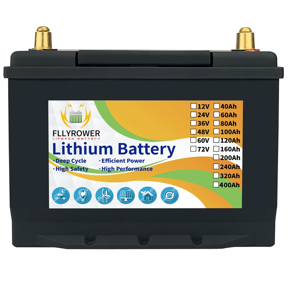 12V 24V 36V 48V 100Ah 200Ah LiFePo4 Battery Pack Lithium Iron Phosphate Battery Built-in BMS Rechargeable For RV Home Storage