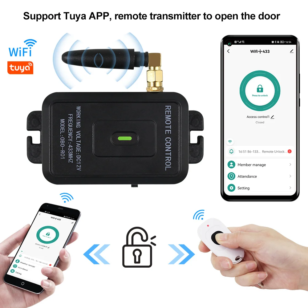 OBO wireless WIFI access control system kit supports Tuya Smart APP remote control, suitable for villas and shopping malls