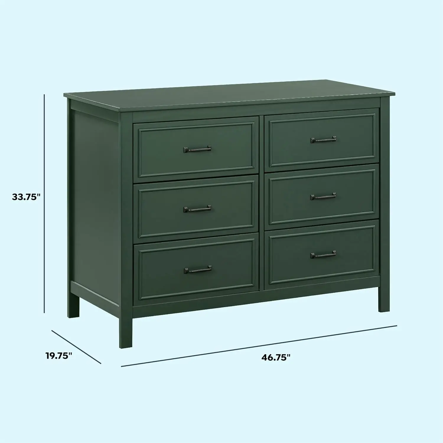 6-Drawer Double Dresser in Forest Green,  bedroom furniture  dressers  dressers for bedroom