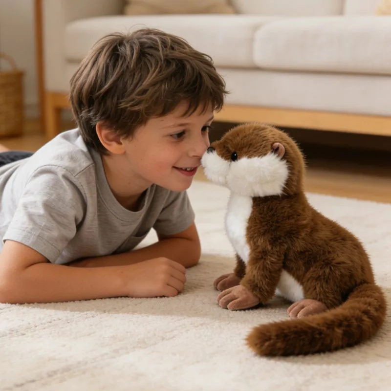 Realistic Otter Plush Toy Cute Sea Otter Stuffed Animal Soft Fluffy Plushie Pillow Doll Gift for Kids Girls Family Kawaii