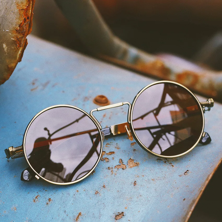 

Punk Polarized Sunglasses Prince Restoring Ancient Ways Round Mirror Sun Glasses Metal Frame Men T1004