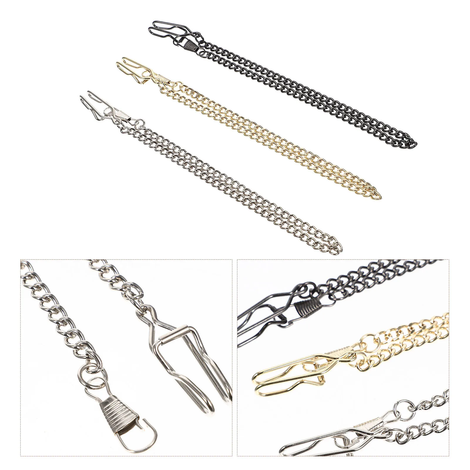 

3pcs Pocket Watch Set Vintage Metal Chains Decorative Clothing Pant Chains Fashion Accessories Wallet Chain Iron Pants Chain For