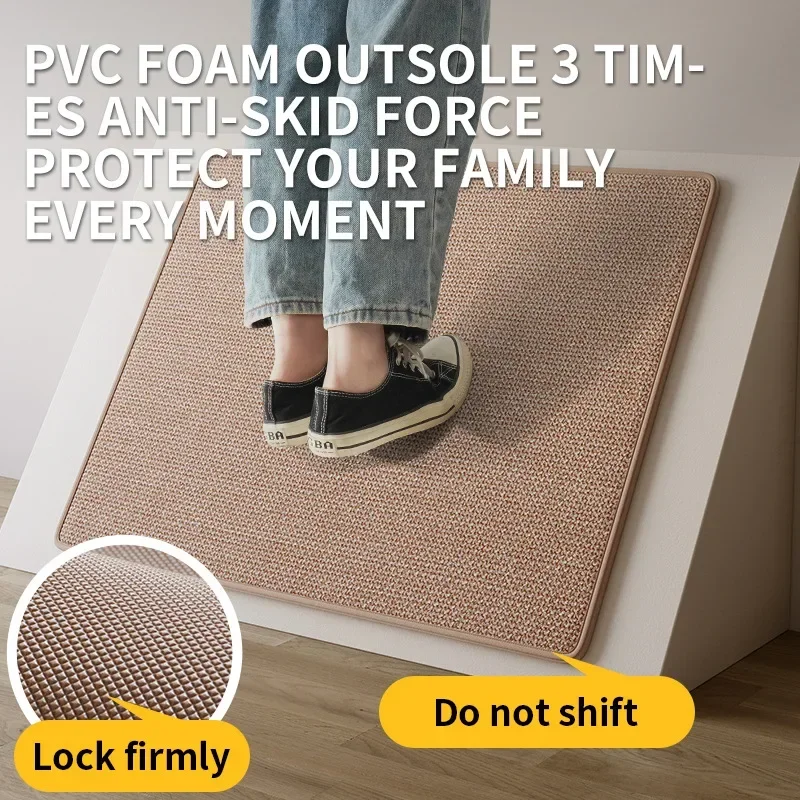 Linen Kitchen Rug Absorbs Water and Oil Non-slip and Wear-resistant Long Floor Mat No-wash Wipeable Carpet Stain-resistant