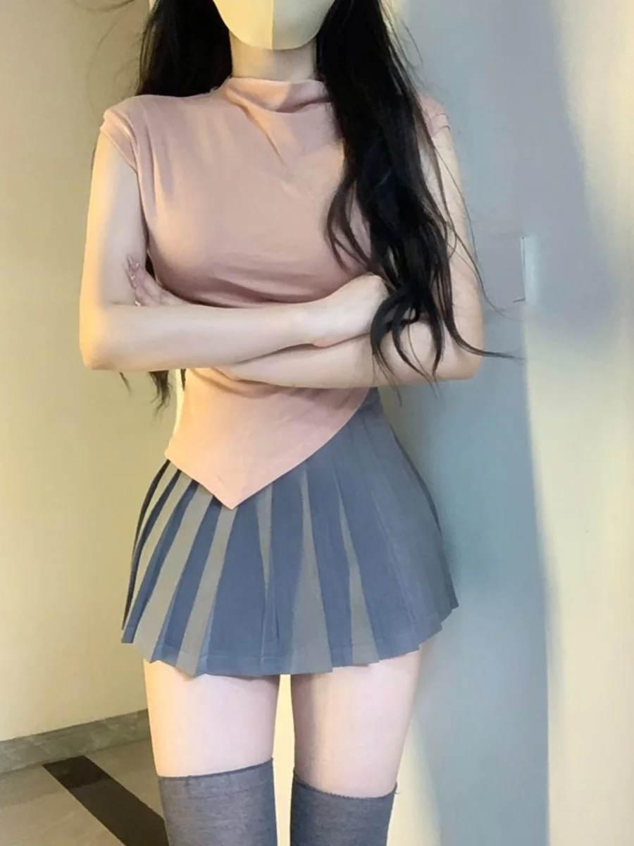 

Sweet Spicy Girl Summer 2024 New Uneven Waist Cap Svel Top plus Pleated Skirt Two Piece Set Women Faion Ense...