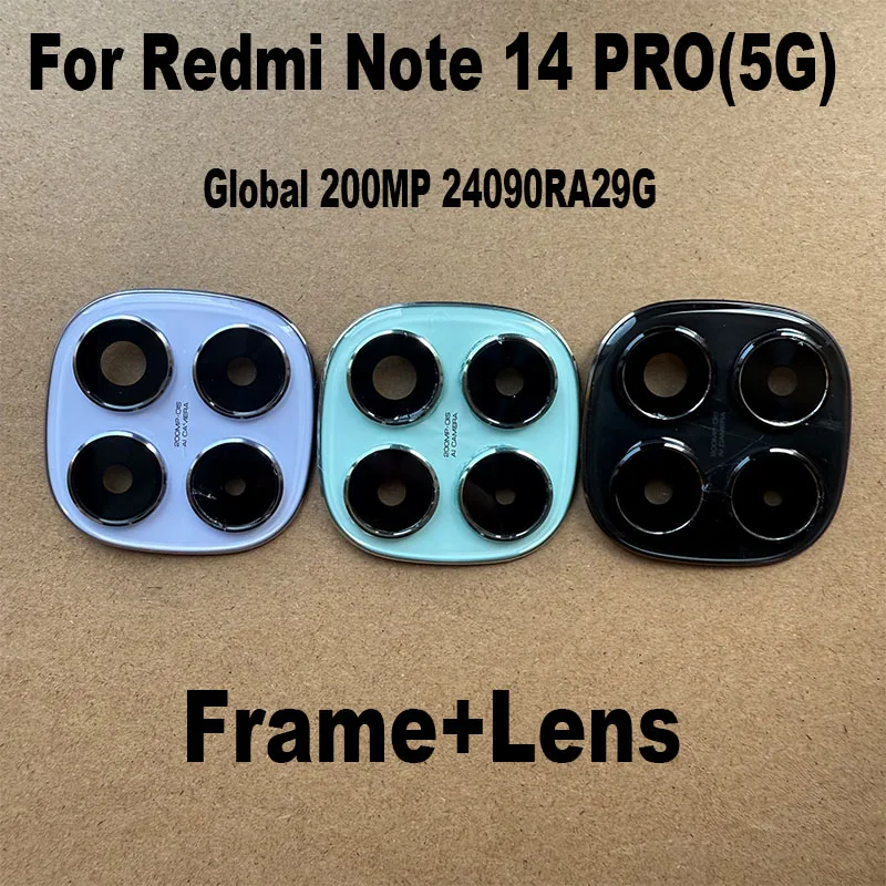 New For Xiaomi Redmi Note 14 Pro 5G Back Camera Lens Glass Rear Camera With Frame Glue Sticker Adhesive Replacement image 2