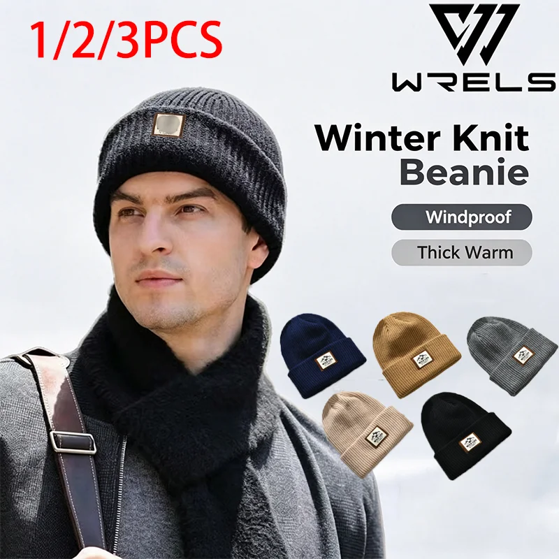 Men'S Fashion With Hat - 1/2/3PCS Topi Rajut Musim Dingin Fashion