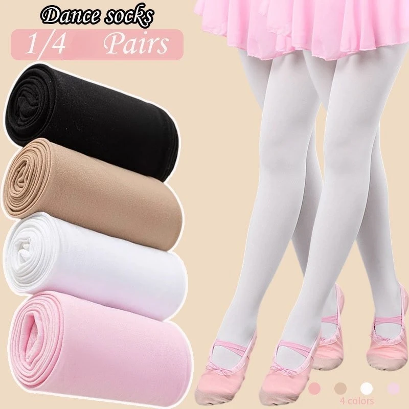 1/4 Pcs Children's Jumpsuit Socks Girl Dancing Stockings Special Bottom Socks for Dance Performances High Elasticity