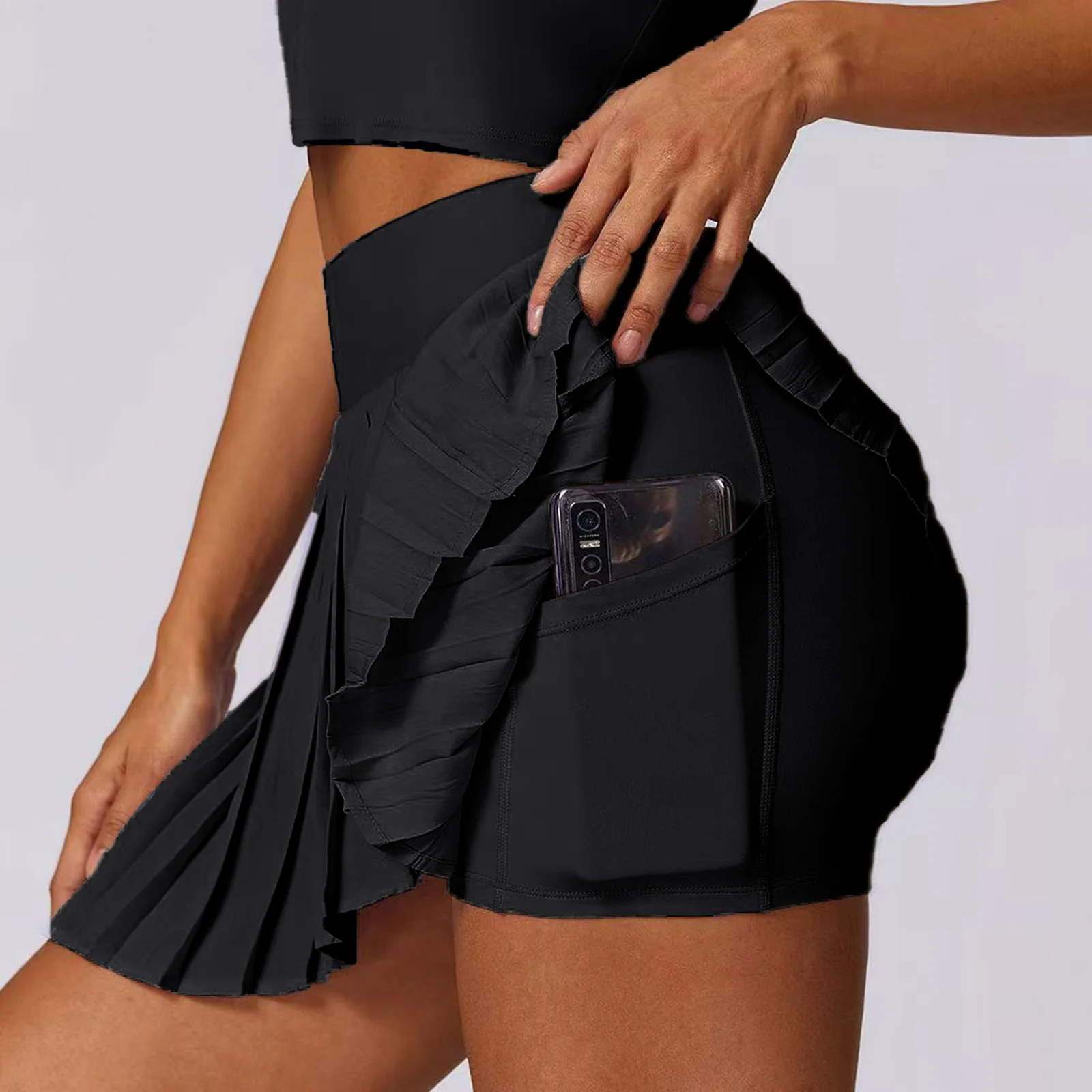 تنورة جولف نسائية رياضية مع جيب تنورة تنس مع جيوب للجري والتمارين الرياضية تنورة عالية الخصر على شكل حرف A Pickleball Golf Skort