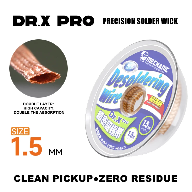 MONTEUR Dr.X Pro 2 Stuks Precisie Desoldeerlont Reinigingsdraad voor Telefoon Moederbord PCB BGA Desolderen Soldeer Remova Kit