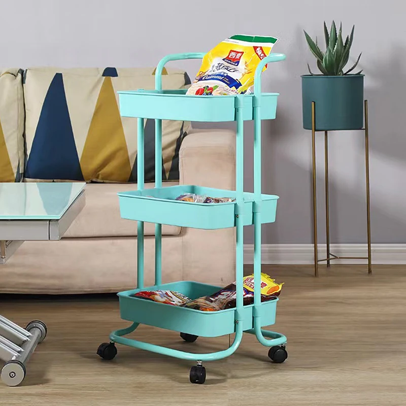 Многофункциональные полки для хранения, тележка на колесиках с 4-мя колесами, большая вместимость, прочная несущая тележка для хранения на колесиках с ручкой