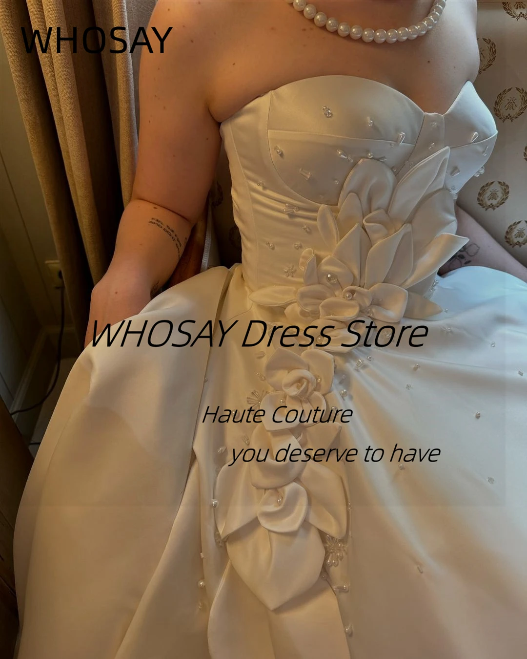 Whosay A Line Trouwjurken Lieverd Handgemaakte Kralen Bloemen Bruidsjurk China Sexy Rug Speciale Feestjurken