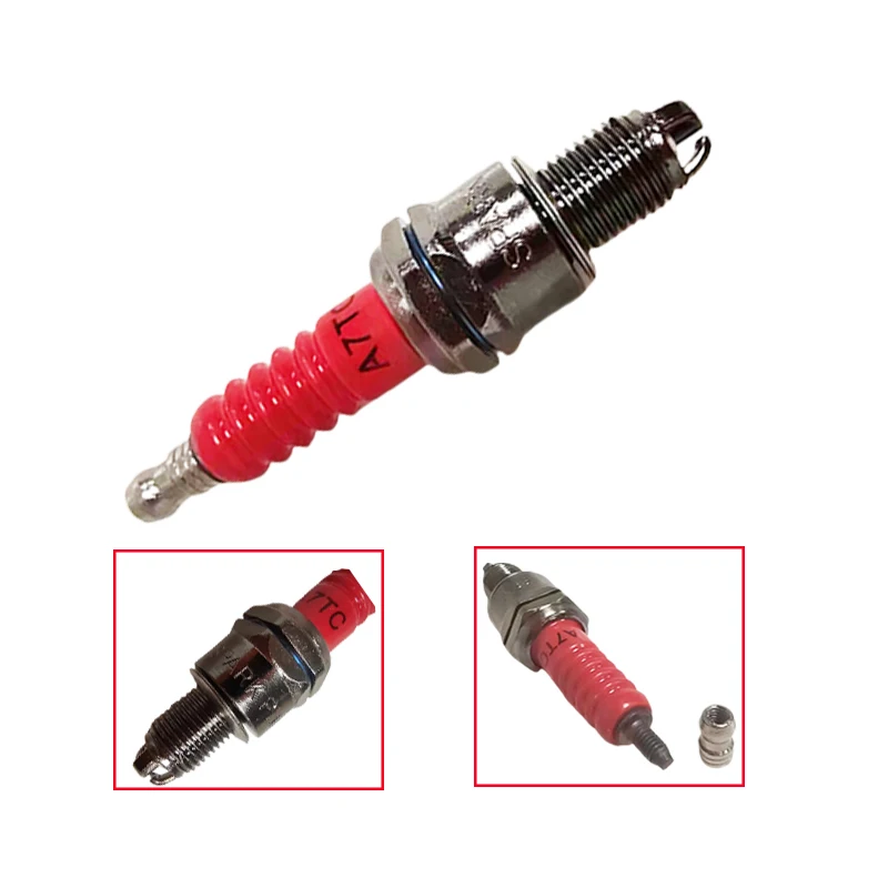 Racing 3-Elektroden 10mm Zündkerze A7TC Passend für GY6 50CC 110CC 125CC 150CC ATV Roller Dirt Bike Go-Kart Motorrad Zubehör