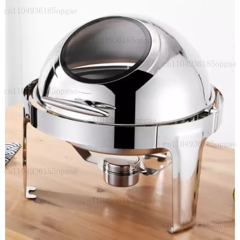 

Изолированная круглая визуальная печь-буфет из нержавеющей стали золотого цвета для отелей