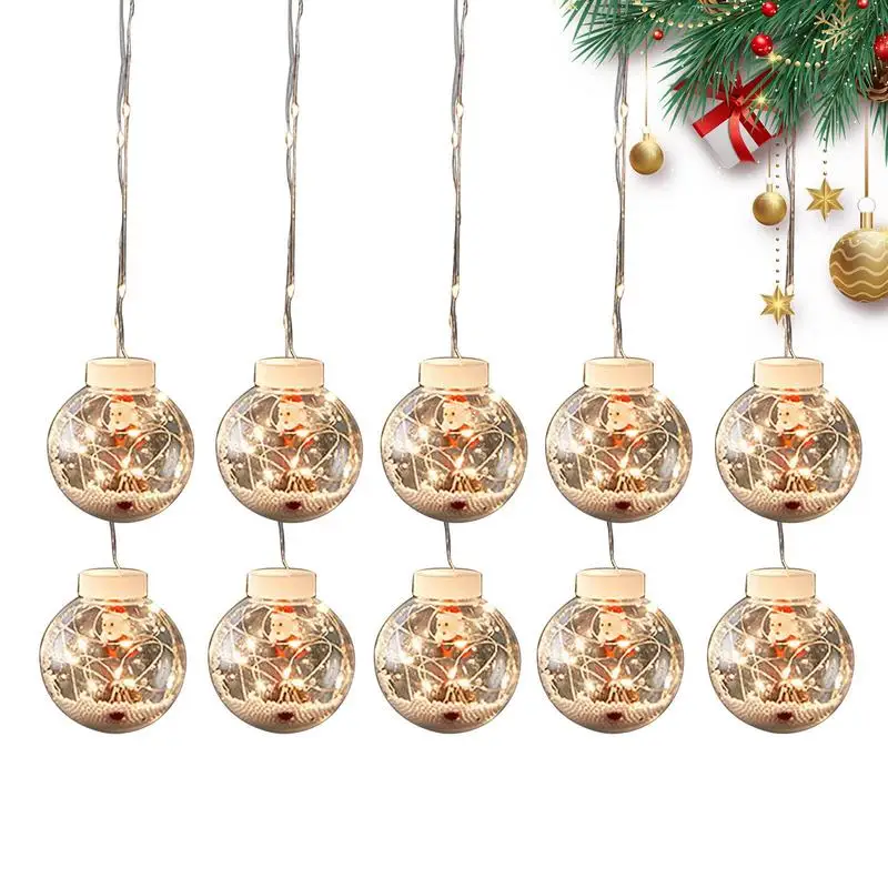 Christmas Ball String Lights Christmas LED Window Decoration Lights Santa Bubble Ball LED String Lights For Indoor Outdoor