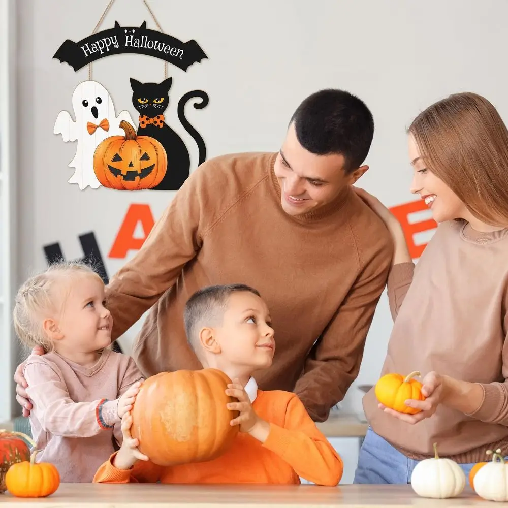 جديد سعيد هالوين الباب شنقا قلادة خشبية DIY الباب اكاليل اليقطين الرعب حزب الدعائم ديكور المنزل