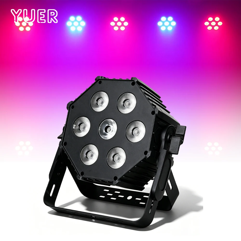 YUER 180W 7X30W LED Par Light RGBW 4in1 Stage Effect Light DMX512 Control Flat Light for KTV DJ Disco Bar Show Stage Light