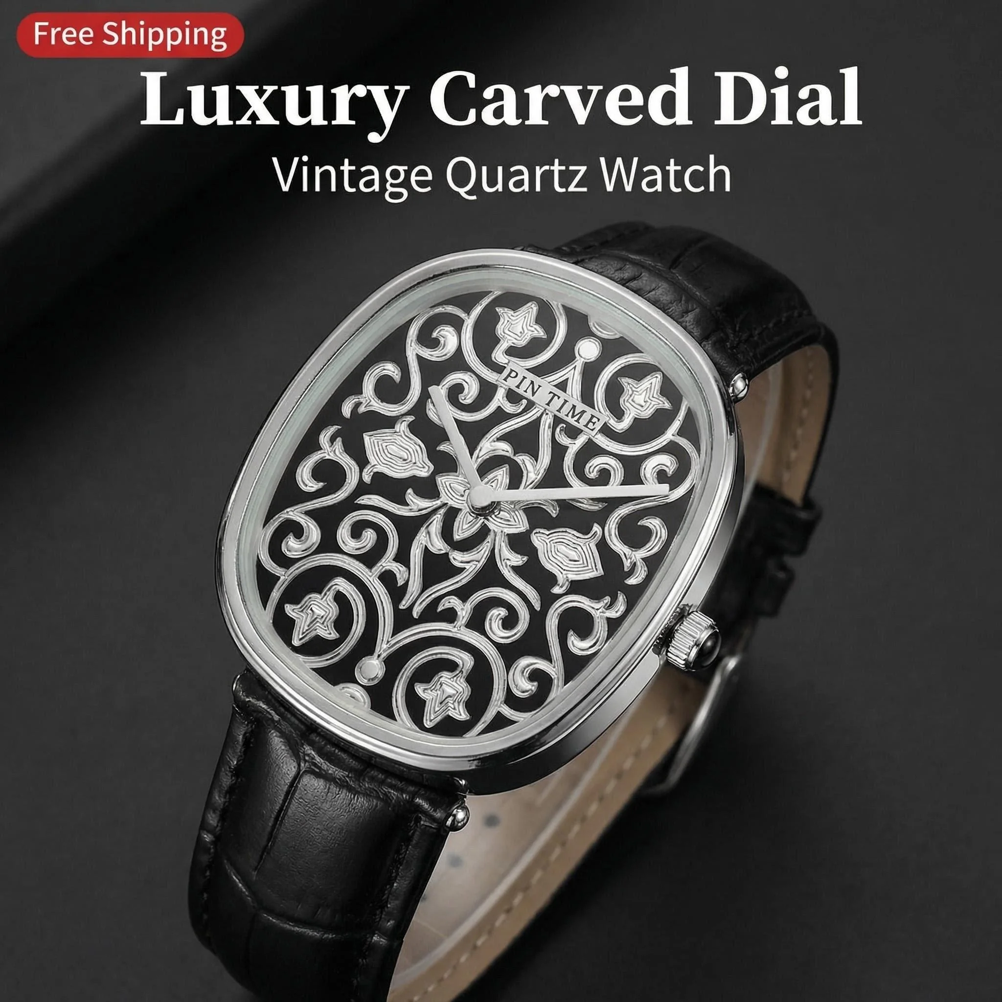 

Quartz Watch with 3D Carved Design, Sunon Quartz Movement, 40mm Diameter, 10mm Thickness, Mineral Glass 3ATM