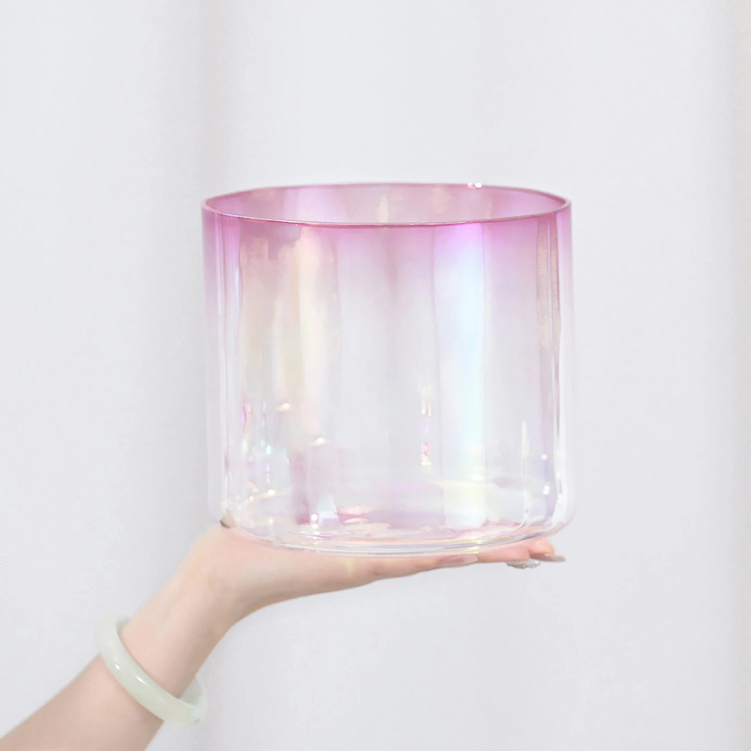 CVNC 6 pulgadas 440/432HZ rosa Aura cósmico claro alquimia cuenco tibetano de cristal de cuarzo de color para curación de sonido con mazo