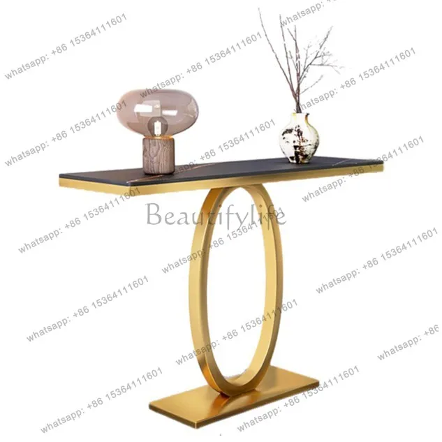 LS marble stainless steel entrance table simple modern titanium decoration against the wall light luxury